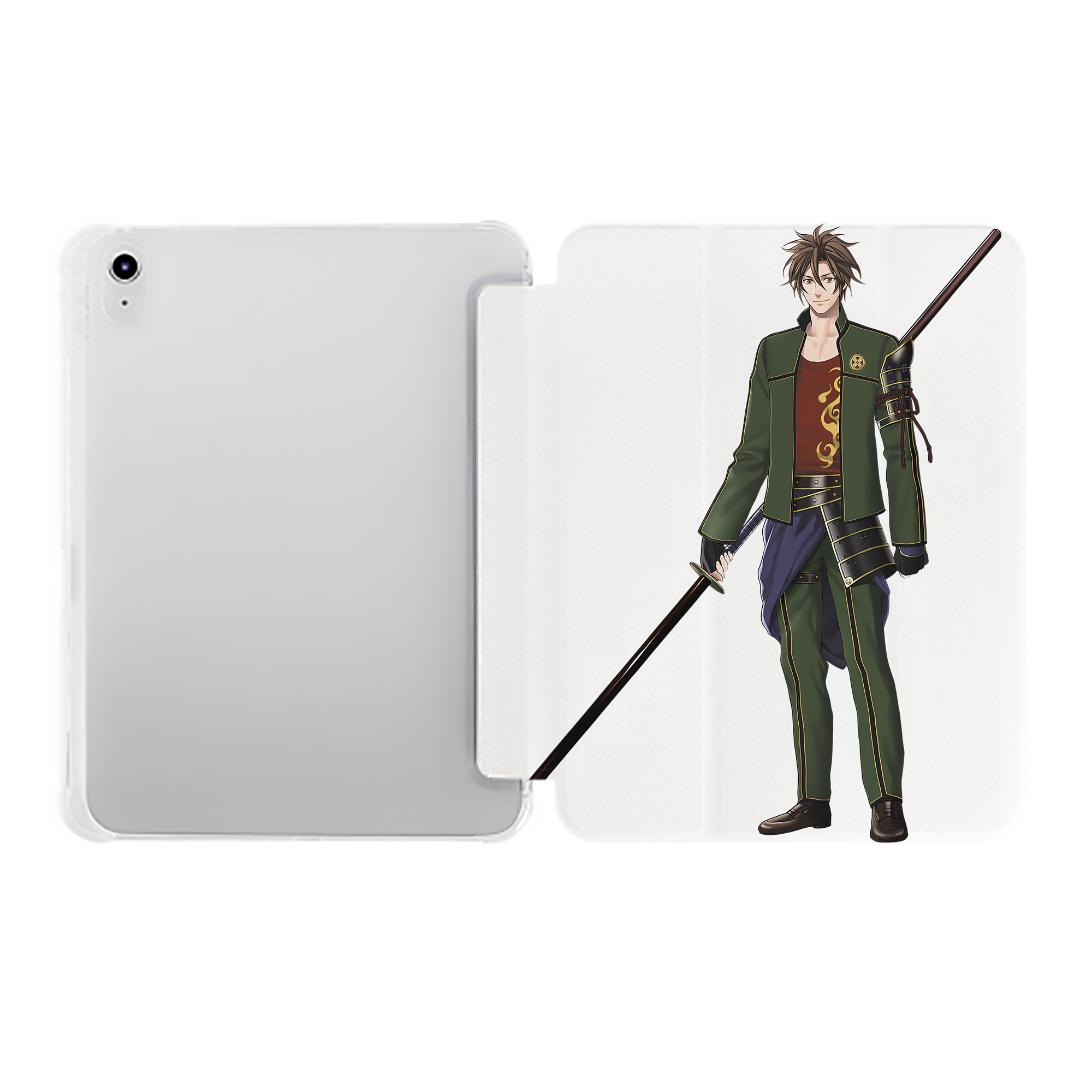 （画像用） 刀剣乱舞 Touken Ranbu IPad ケース ペン収納付き 三つ折りスタンド PUレザー×シリコン 対応機種9.5/10.5/10.9インチ